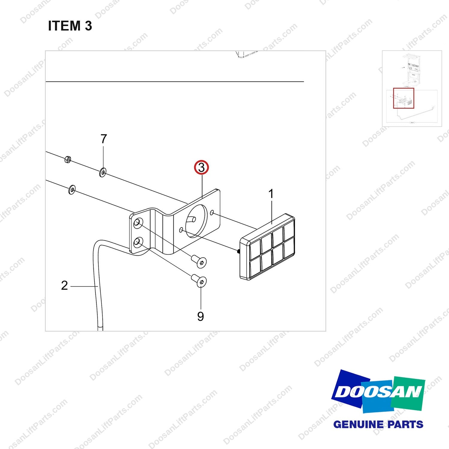 110420-02229 HEIGHT SELECTOR;KEY PAD - parts diagram, item 3 shown - genuine Doosan / Bobcat forklift part