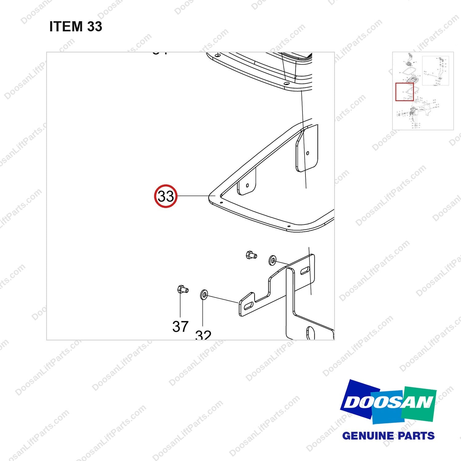 110420-02510 VALVE ASSY,CONTROL;2SEC/2LEV - parts diagram, item 33 shown - genuine Doosan / Bobcat forklift part