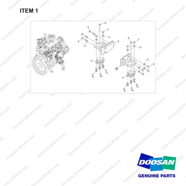 110420-02685 ENGINE MTG GROUP;GC15S,GCT,LINE - full parts diagram, item 1 marked - genuine Doosan / Bobcat forklift part