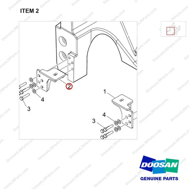 110420-02758 ENGINE MTG GP;GC15S,GCT,FRAME SUB - parts diagram, item 2 shown - genuine Doosan / Bobcat forklift part