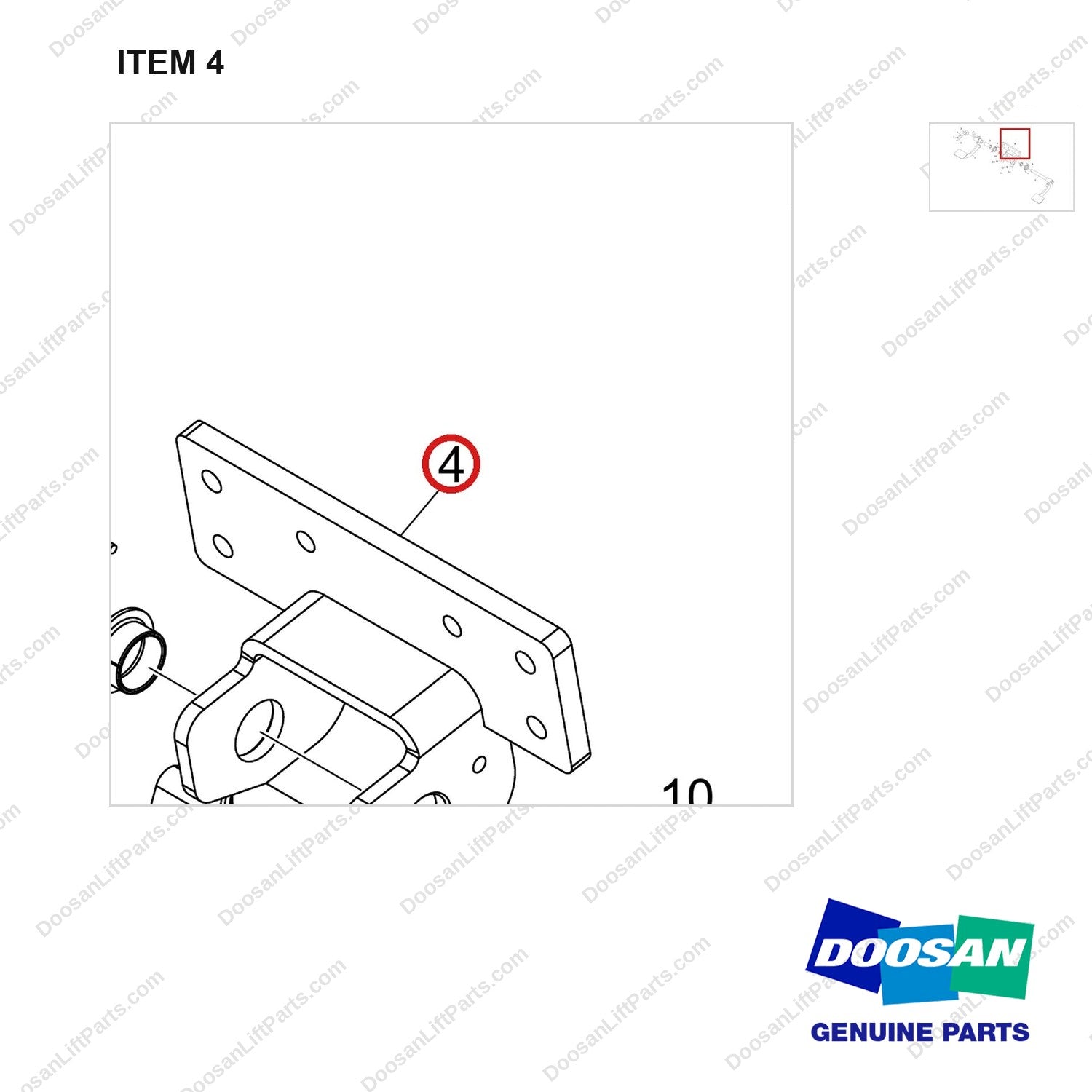 110420-02772 PEDAL ASSY;INCHING & BRAKE - parts diagram, item 4 shown - genuine Doosan / Bobcat forklift part