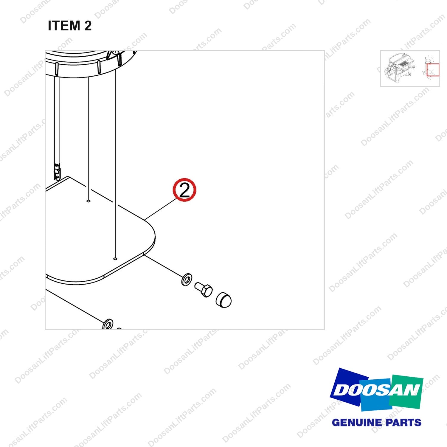 110420-02859 STROBE;AMBER,ROTATING;ABOVE - parts diagram, item 2 shown - genuine Doosan / Bobcat forklift part