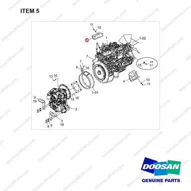 110427-00006 Engine & Transmission Gp - full parts diagram, item 5 marked - genuine Doosan / Bobcat forklift part