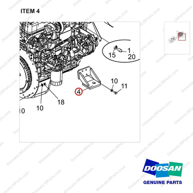 110427-00175 Engine & Transmission Gp - parts diagram, item 4 shown - genuine Doosan / Bobcat forklift part