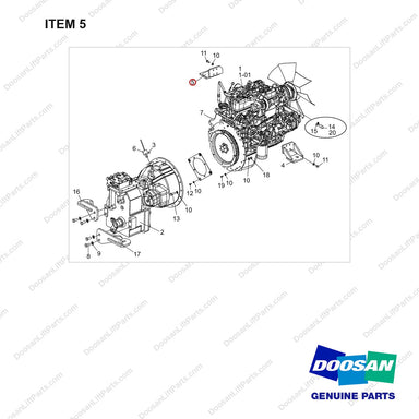 110427-00176 Engine & Transmission Gp - full parts diagram, item 5 marked - genuine Doosan / Bobcat forklift part
