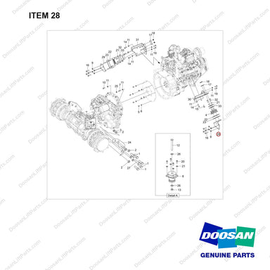 110427-01310 MOUNT GROUP;POWERTRAIN,GC45S-9 - full parts diagram, item 28 marked - genuine Doosan / Bobcat forklift part