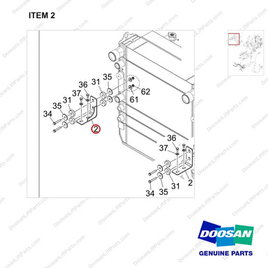 110430-00133 COOLER LINES GROUP - parts diagram, item 2 shown - genuine Doosan / Bobcat forklift part