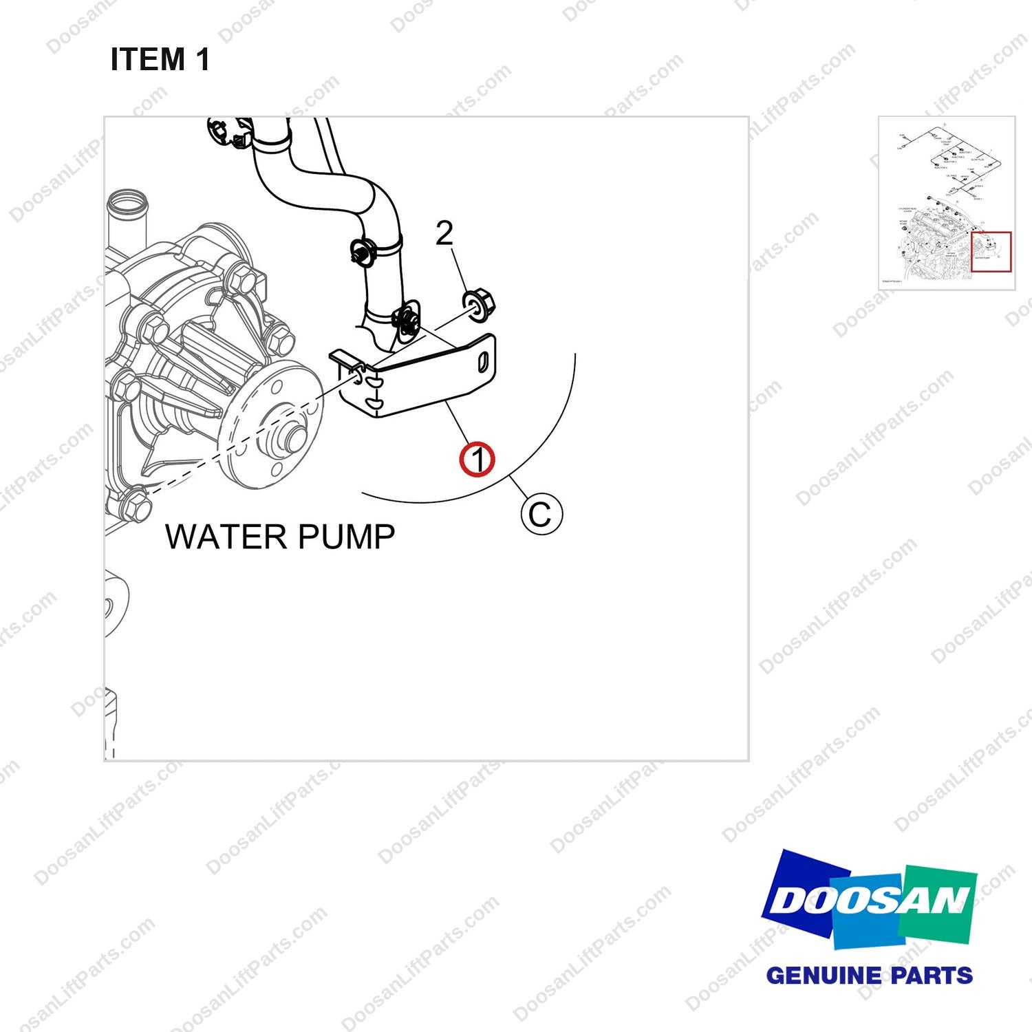 110452-00288A WIRE HARNESS - TIER 4 - parts diagram, item 1 shown - genuine Doosan / Bobcat forklift part
