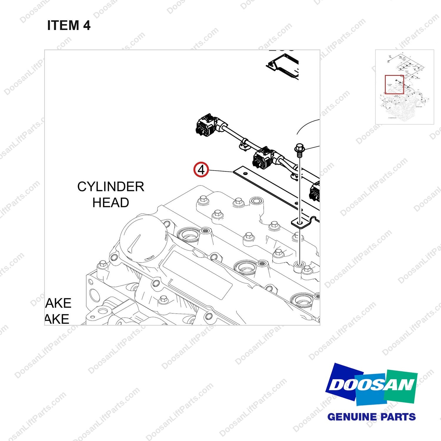 110452-00560 HARNESS ASSY,ENGINE;DN03,7TON,55KW,TIER4 - parts diagram, item 4 shown - genuine Doosan / Bobcat forklift part