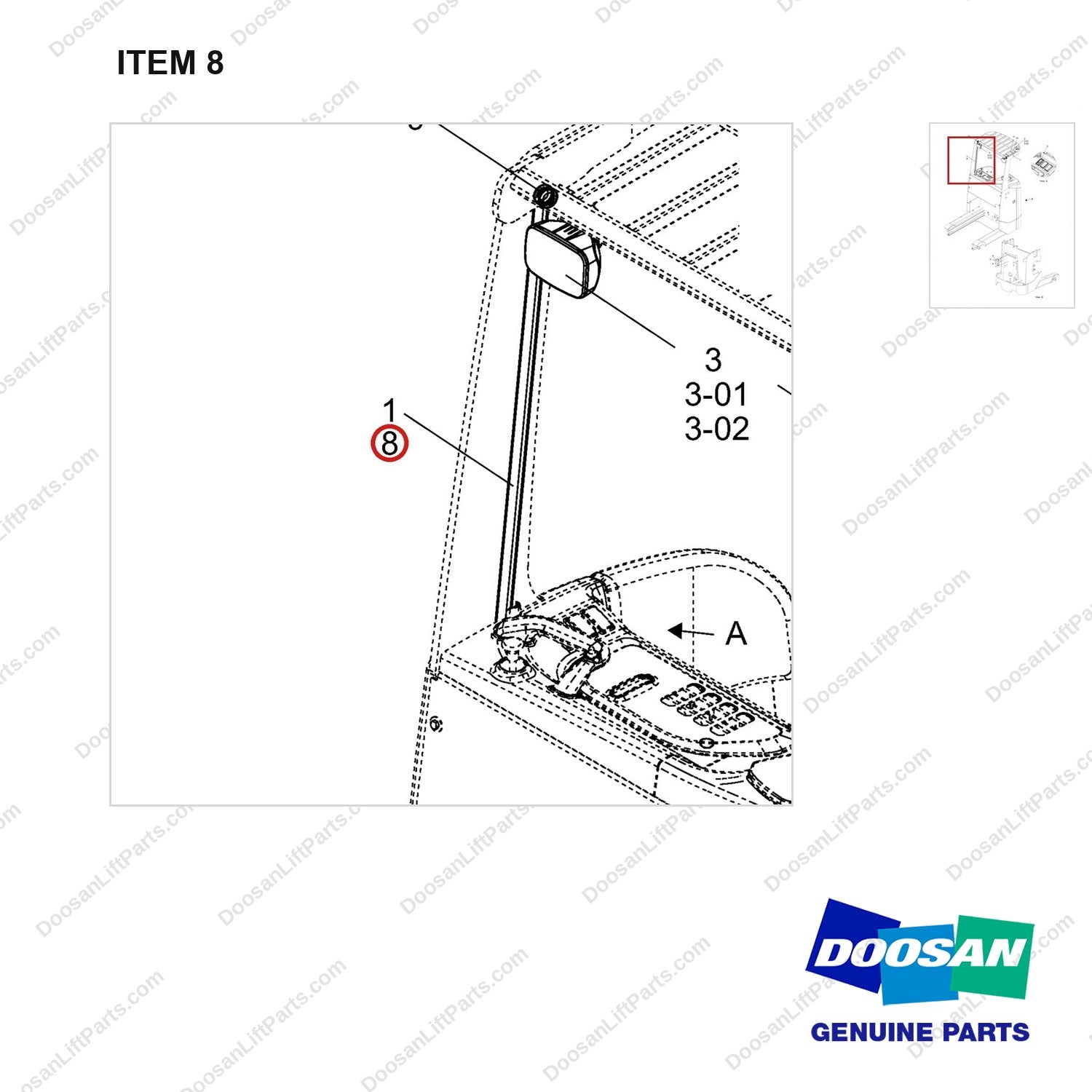 110505-00379 Lighting Gp, Curtis - parts diagram, item 8 shown - genuine Doosan / Bobcat forklift part