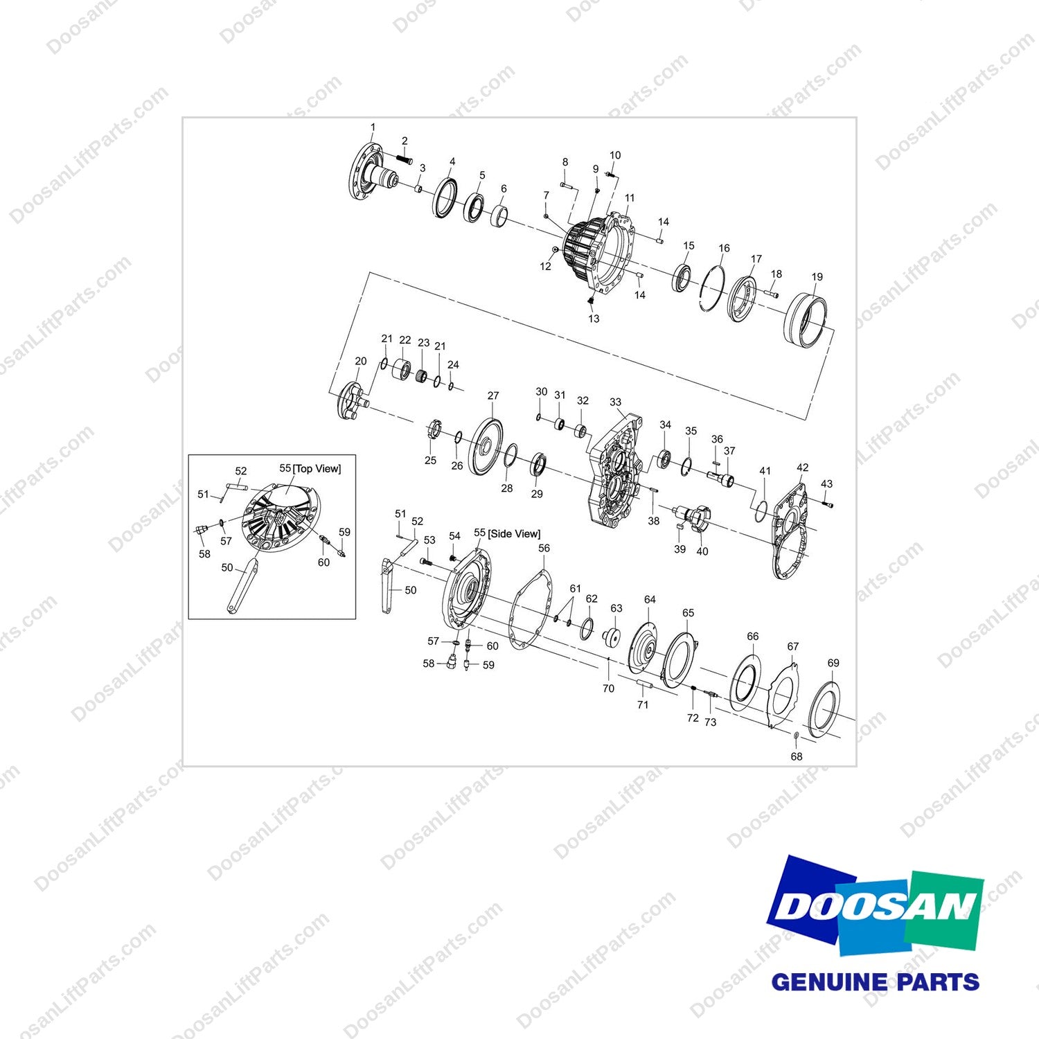 110508-00872 Drive Axle As - full parts diagram - genuine Doosan / Bobcat forklift part