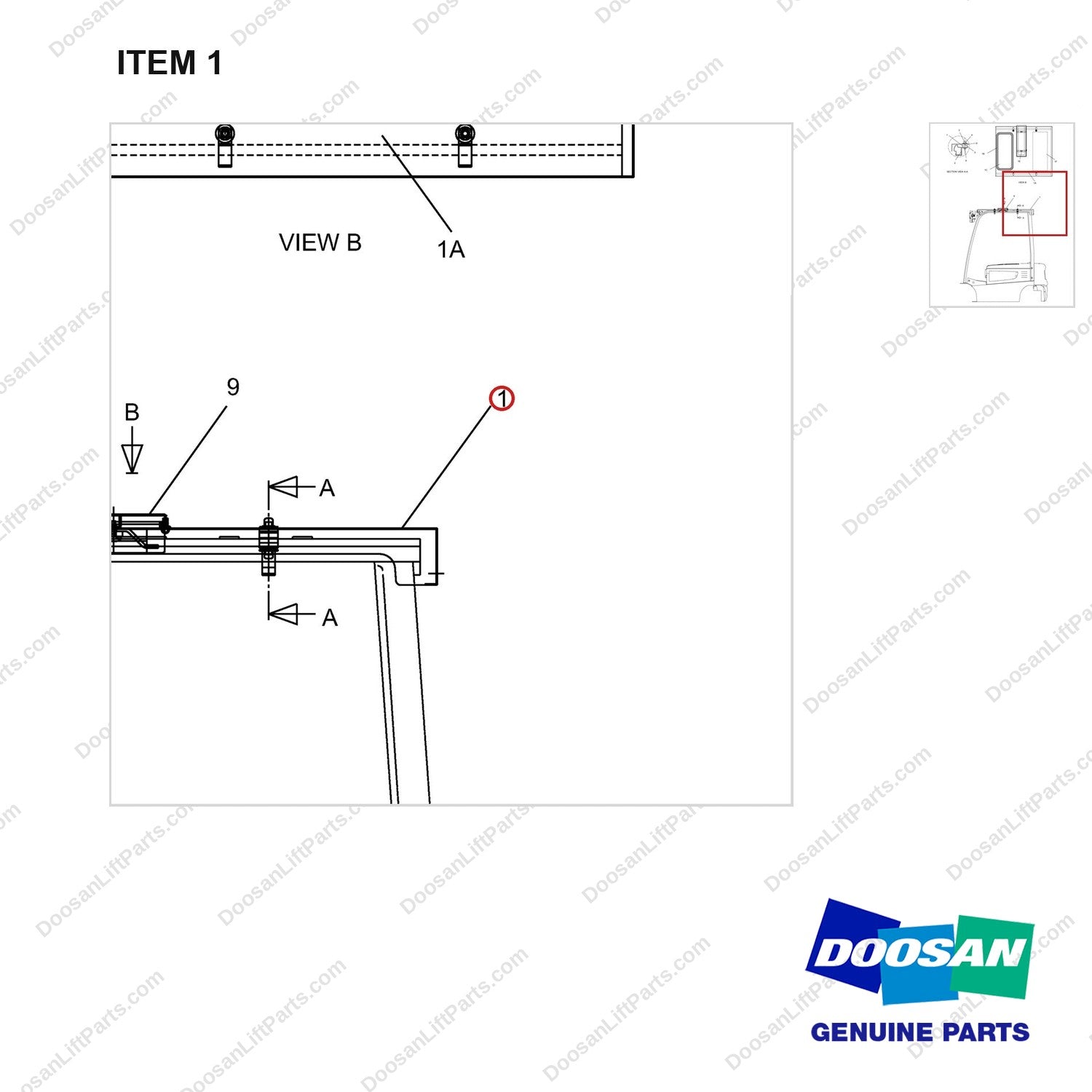110508-08759 CABIN GP-MODULAR - TYPE A1.8/2.0 TON - parts diagram, item 1 shown - genuine Doosan / Bobcat forklift part