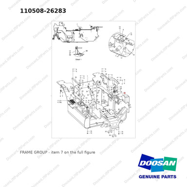 110508-26283 FRAME GROUP - full parts diagram, item 7 marked - genuine Doosan / Bobcat forklift part