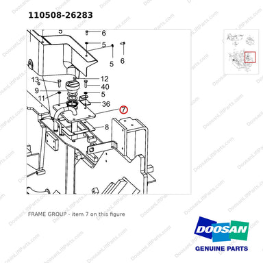 110508-26283 FRAME GROUP - parts diagram, item 7 shown - genuine Doosan / Bobcat forklift part