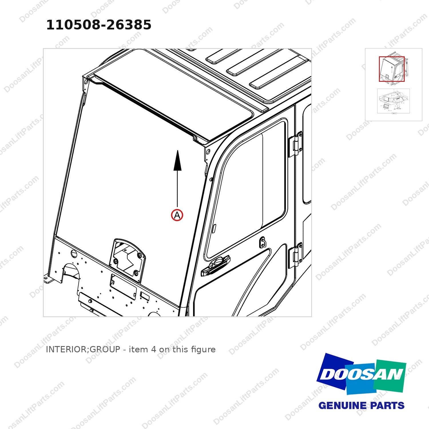 110508-26385 INTERIOR;GROUP - parts diagram, item 4 shown - genuine Doosan / Bobcat forklift part