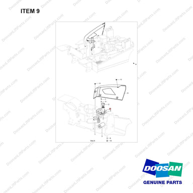 110508-37131 GAUGE ASSY,OIL LEVEL;GC45S-9 - full parts diagram, item 9 marked - genuine Doosan / Bobcat forklift part