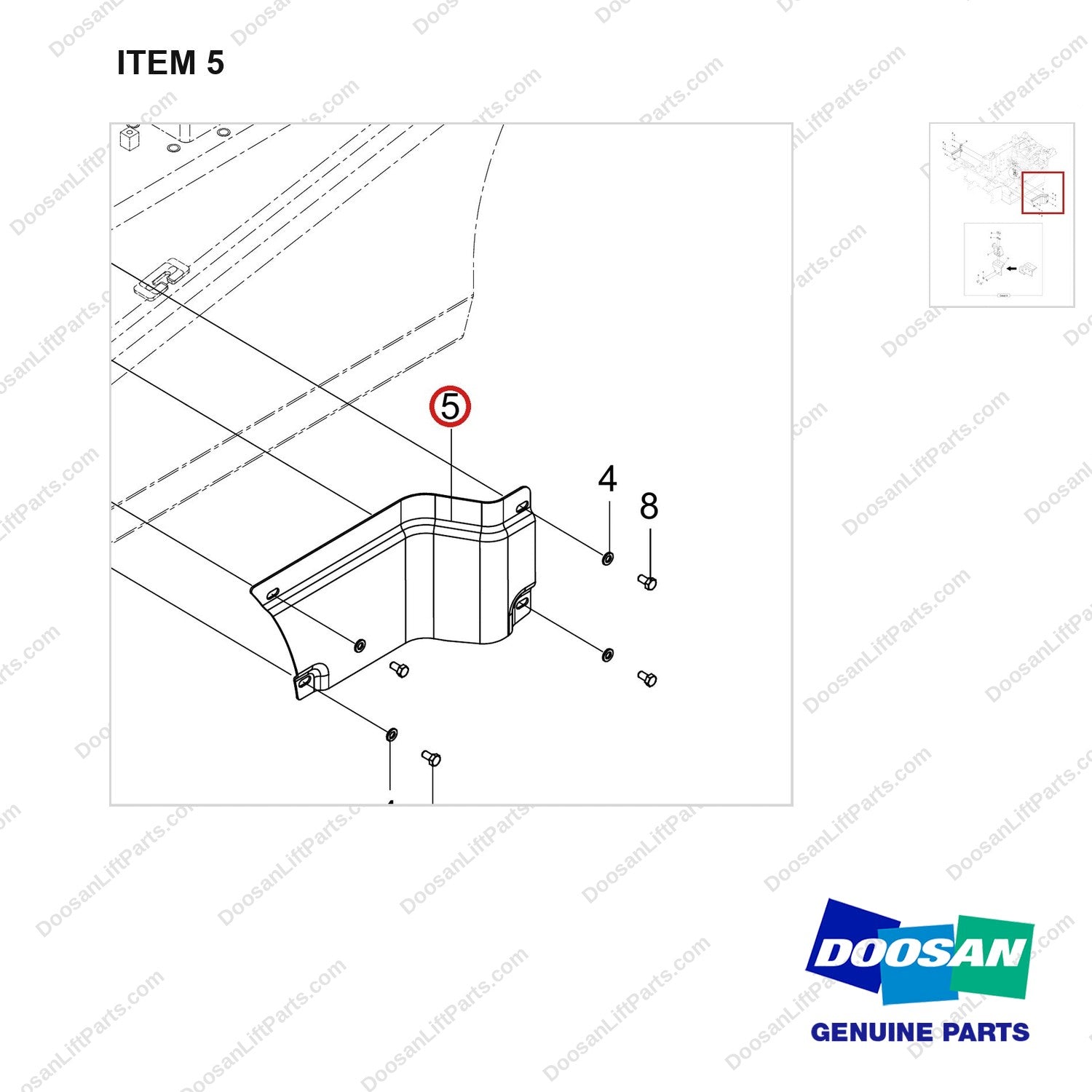 110508-39406 FRAME GP;IN-HOUSE ASSY - parts diagram, item 5 shown - genuine Doosan / Bobcat forklift part