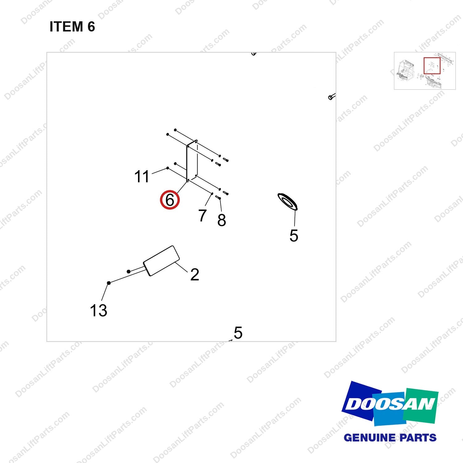 110508-41038 OPTION;W/O HVAC, OPC,16TON - parts diagram, item 6 shown - genuine Doosan / Bobcat forklift part