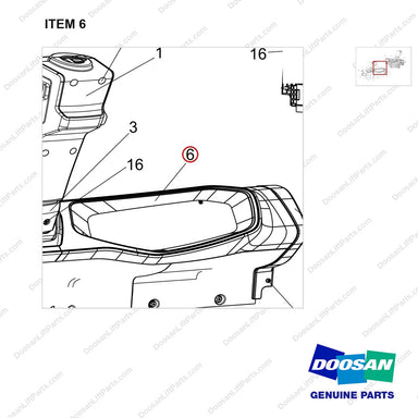 110508-41157 COVER ASSY;CONSOLE - parts diagram, item 6 shown - genuine Doosan / Bobcat forklift part