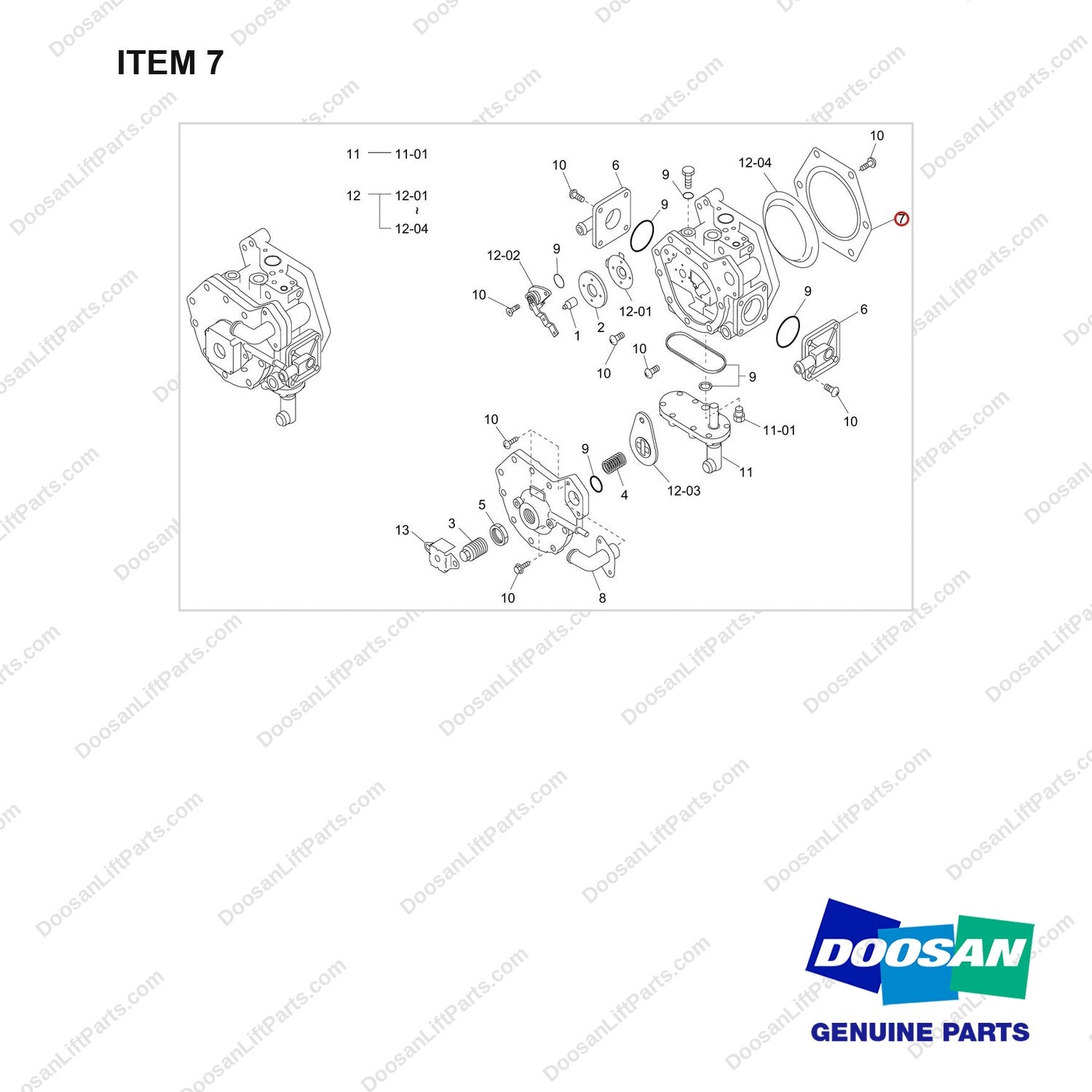110514-00192 REGULATOR,LP;GCT K25 CERT ENGINE - full parts diagram, item 7 marked - genuine Doosan / Bobcat forklift part
