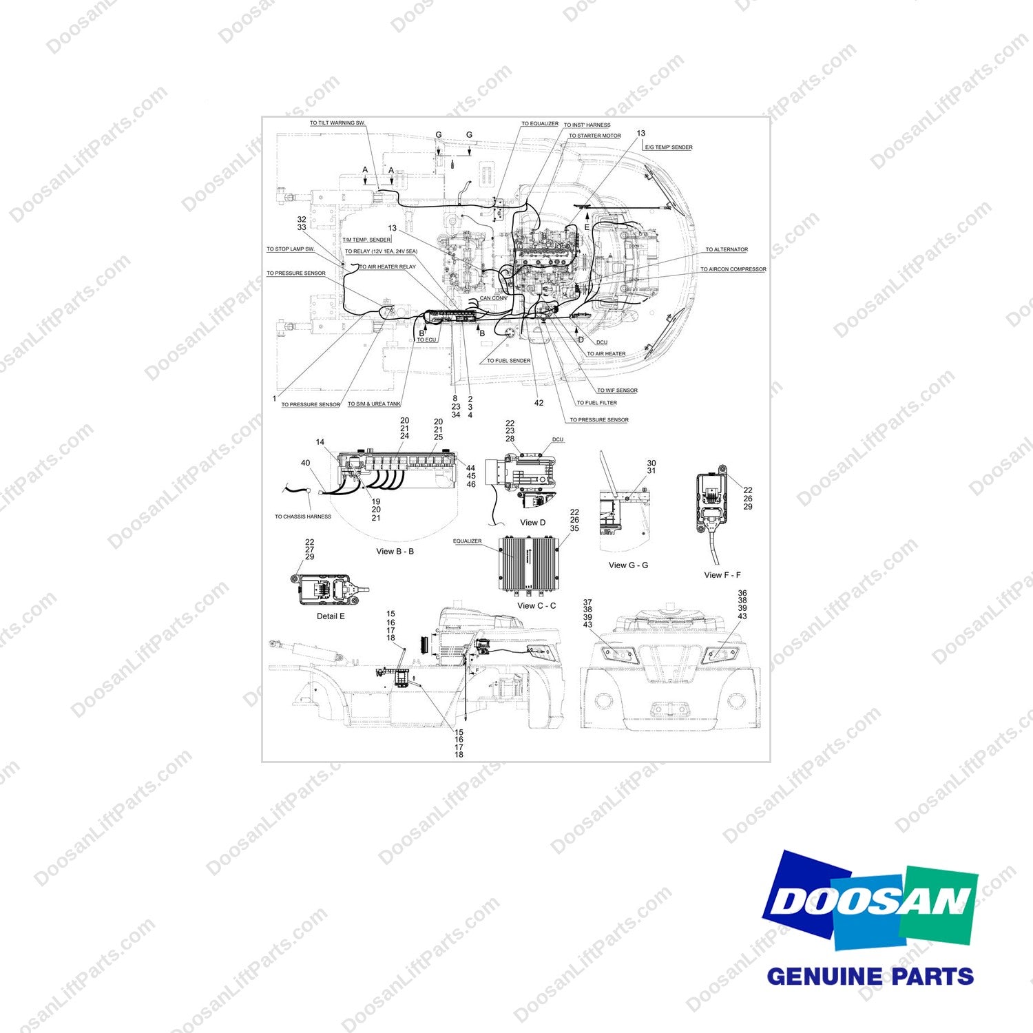 110515-00549 WIRE GROUP;8TON, T4 - full parts diagram - genuine Doosan / Bobcat forklift part