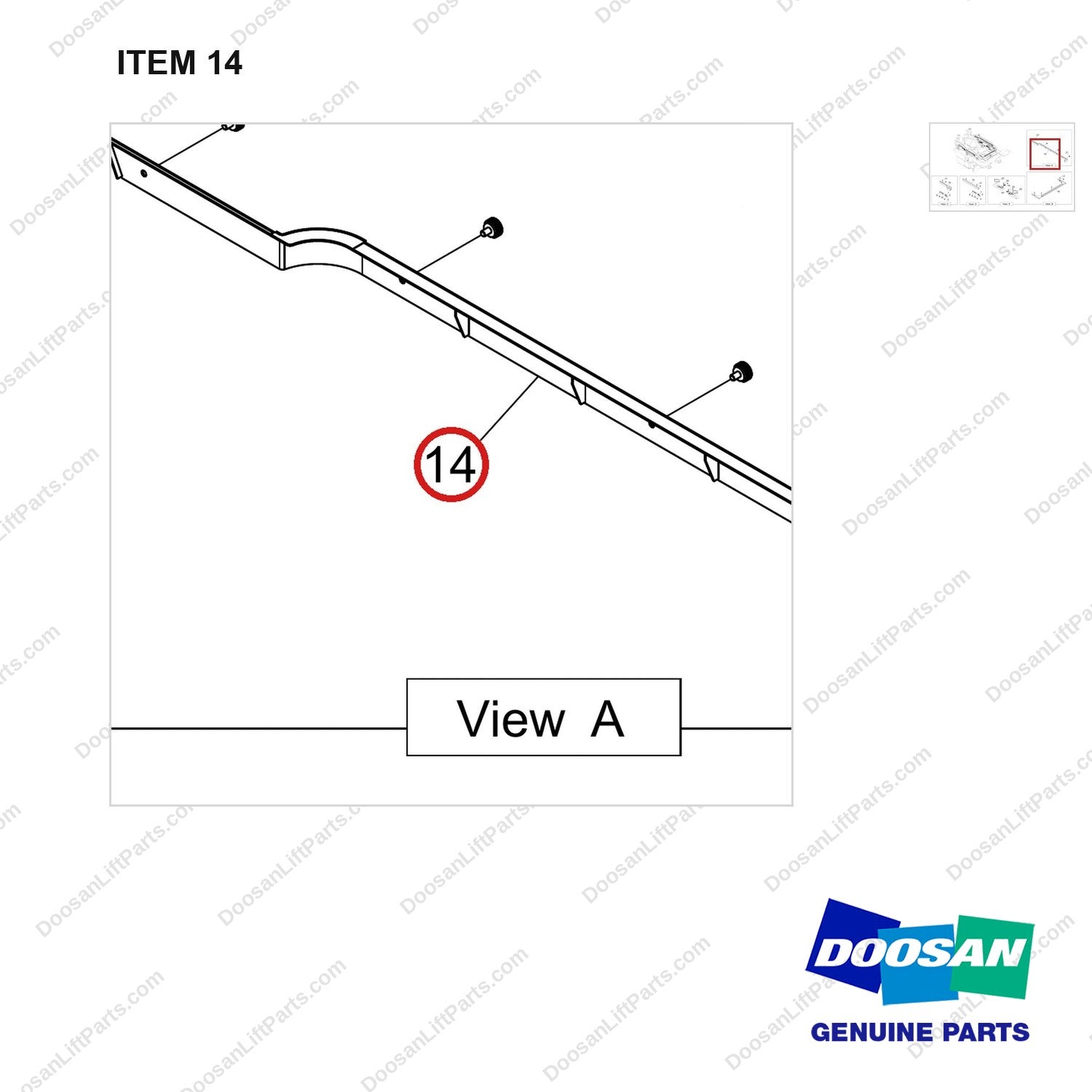 110517-02443 OPC MTG GP;LINE - parts diagram, item 14 shown - genuine Doosan / Bobcat forklift part