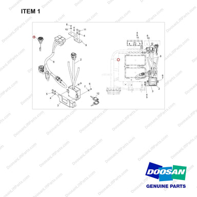 110702-00611 IGNITION;BUTTON - full parts diagram, item 1 marked - genuine Doosan / Bobcat forklift part