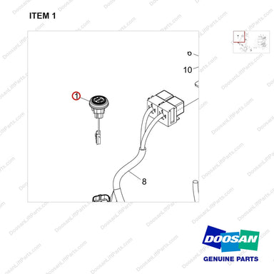 110702-00611 IGNITION;BUTTON - parts diagram, item 1 shown - genuine Doosan / Bobcat forklift part