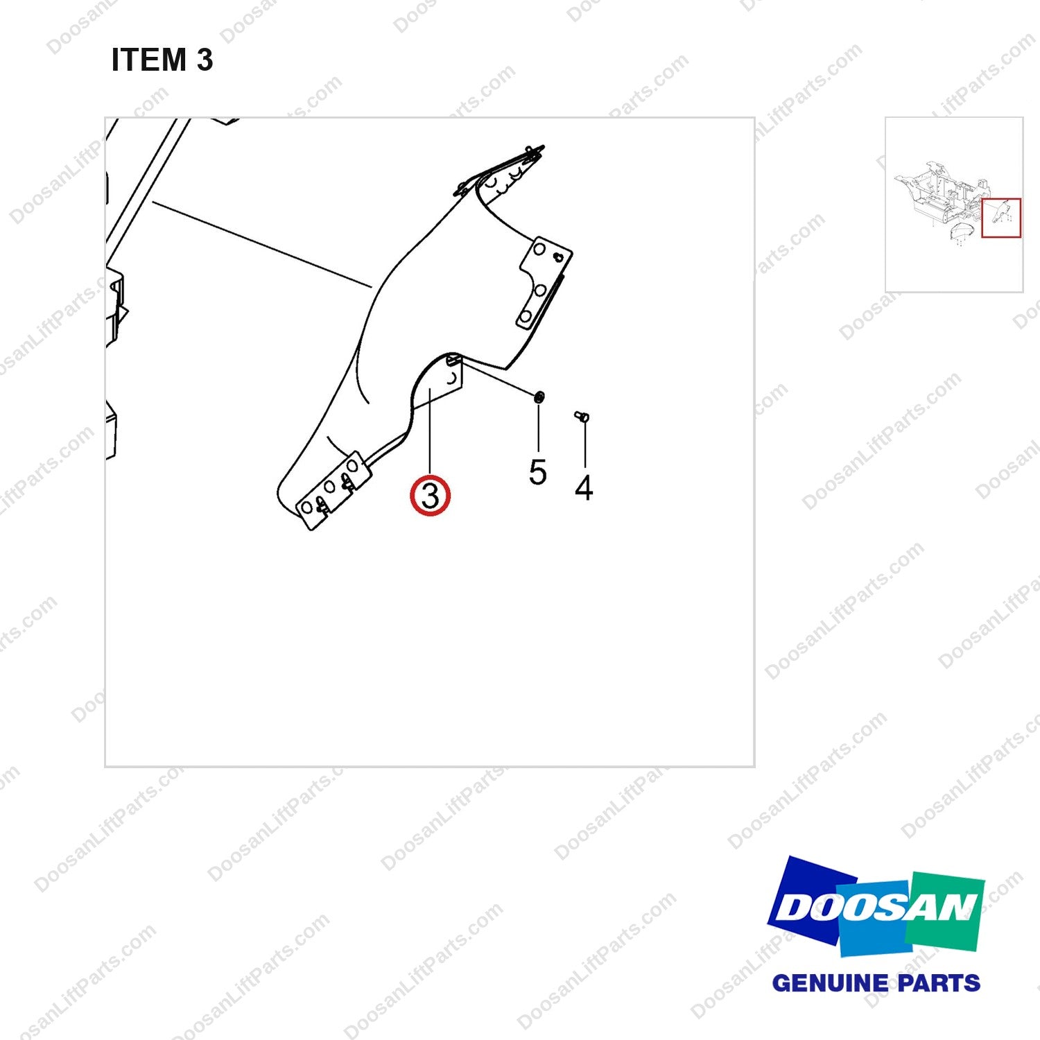 110901-00226 CH/OV AR-E/G GUARD;YANMAR, 20 - parts diagram, item 3 shown - genuine Doosan / Bobcat forklift part