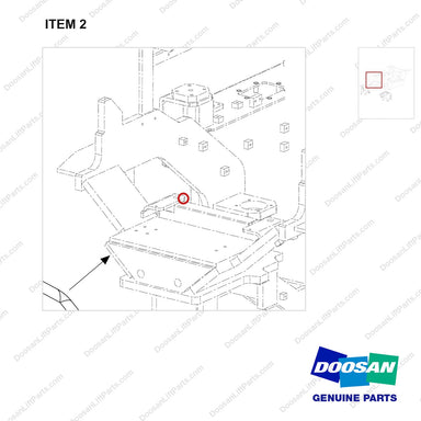110901-00301 ENGINE GUARD GP;D45S-9 - parts diagram, item 2 shown - genuine Doosan / Bobcat forklift part