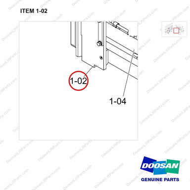 110909-00099 FORKPOSITIONER, FF,ISFP,W=1300,SIM,4SP,CL3 - parts diagram, item 1-02 shown - genuine Doosan / Bobcat forklift part