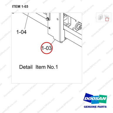 110909-00100 FORKPOSITIONER, FF,ISFP,W=1300,SIM,4SP,CL3 - parts diagram, item 1-03 shown - genuine Doosan / Bobcat forklift part