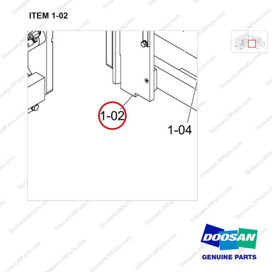 110909-00105 FORKPOSITIONER, FFT,ISFP,W=1680,SIM,4SP,CL4 - parts diagram, item 1-02 shown - genuine Doosan / Bobcat forklift part