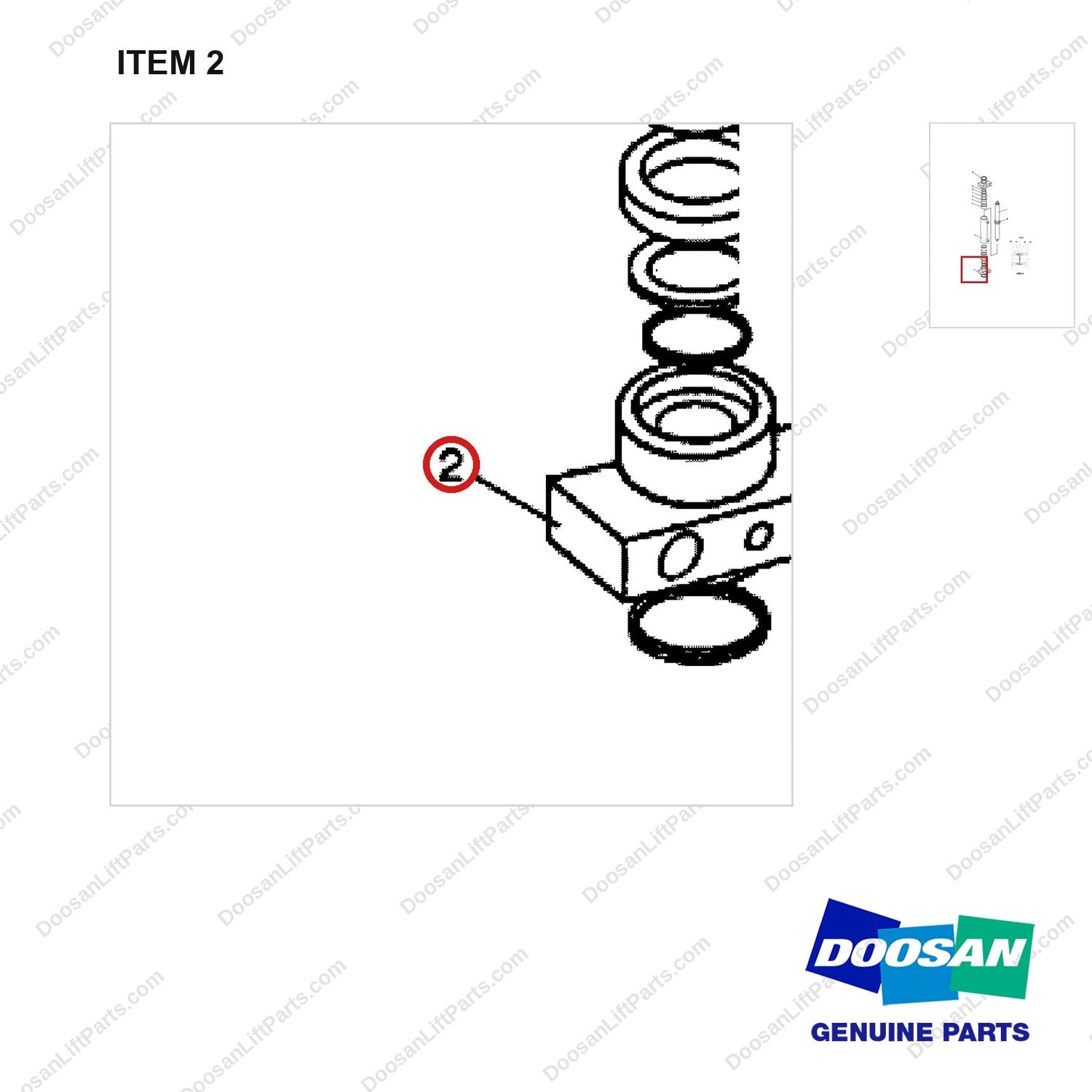 110910-00025 CYLINDER,STEERING - parts diagram, item 2 shown - genuine Doosan / Bobcat forklift part