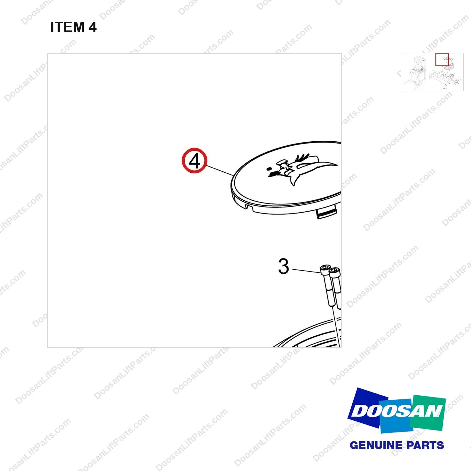 110910-02917 HANDLE & LINKAGE GROUP;BRSP-7P,BOBCAT - parts diagram, item 4 shown - genuine Doosan / Bobcat forklift part