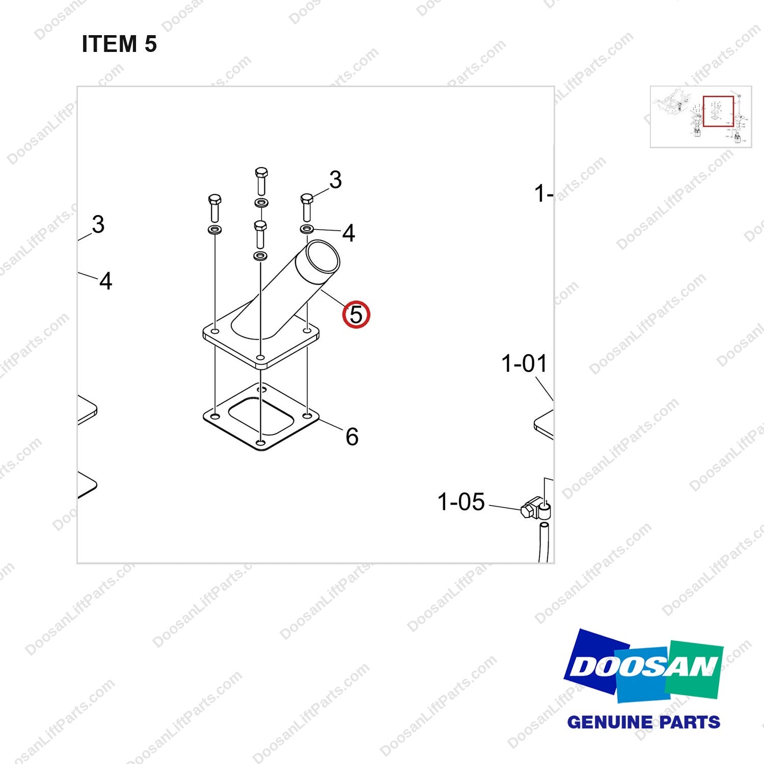 110911-00830 FUEL GP_SUB;G25S-9, DF, UL GS TYPE - parts diagram, item 5 shown - genuine Doosan / Bobcat forklift part