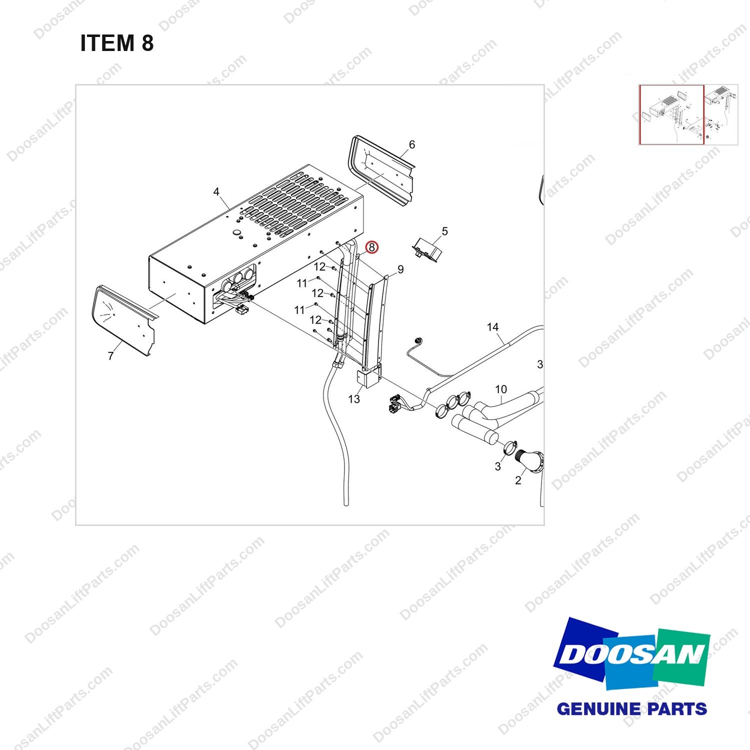 110913-00570 OPTION;AIR CONDITIONER - parts diagram, item 8 shown - genuine Doosan / Bobcat forklift part