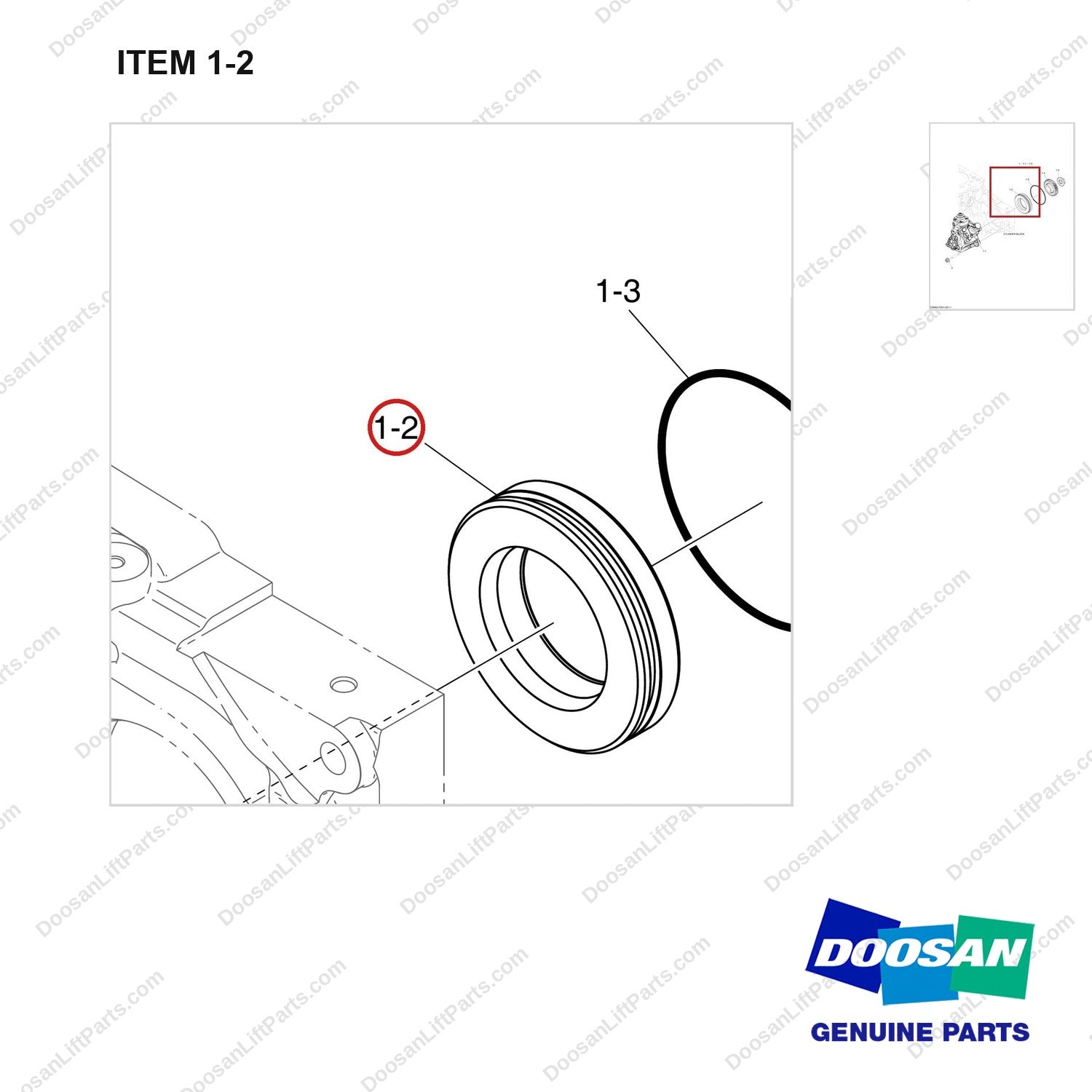 110917-01084 INJECTION PUMP - parts diagram, item 1-2 shown - genuine Doosan / Bobcat forklift part