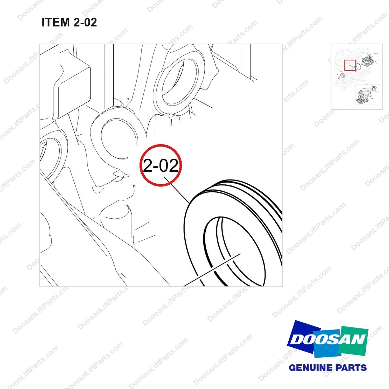 110917-01138 PUMP ASSY,FUEL INJECTION;DN03 - parts diagram, item 2-02 shown - genuine Doosan / Bobcat forklift part