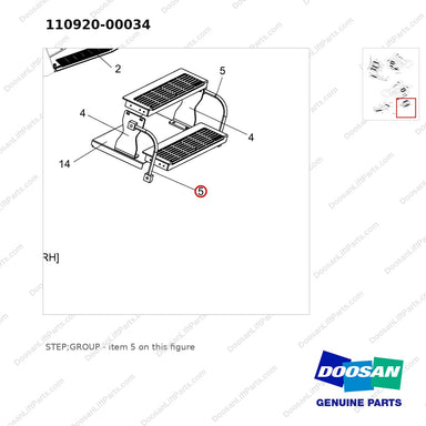 110920-00034 STEP;GROUP - parts diagram, item 5 shown - genuine Doosan / Bobcat forklift part
