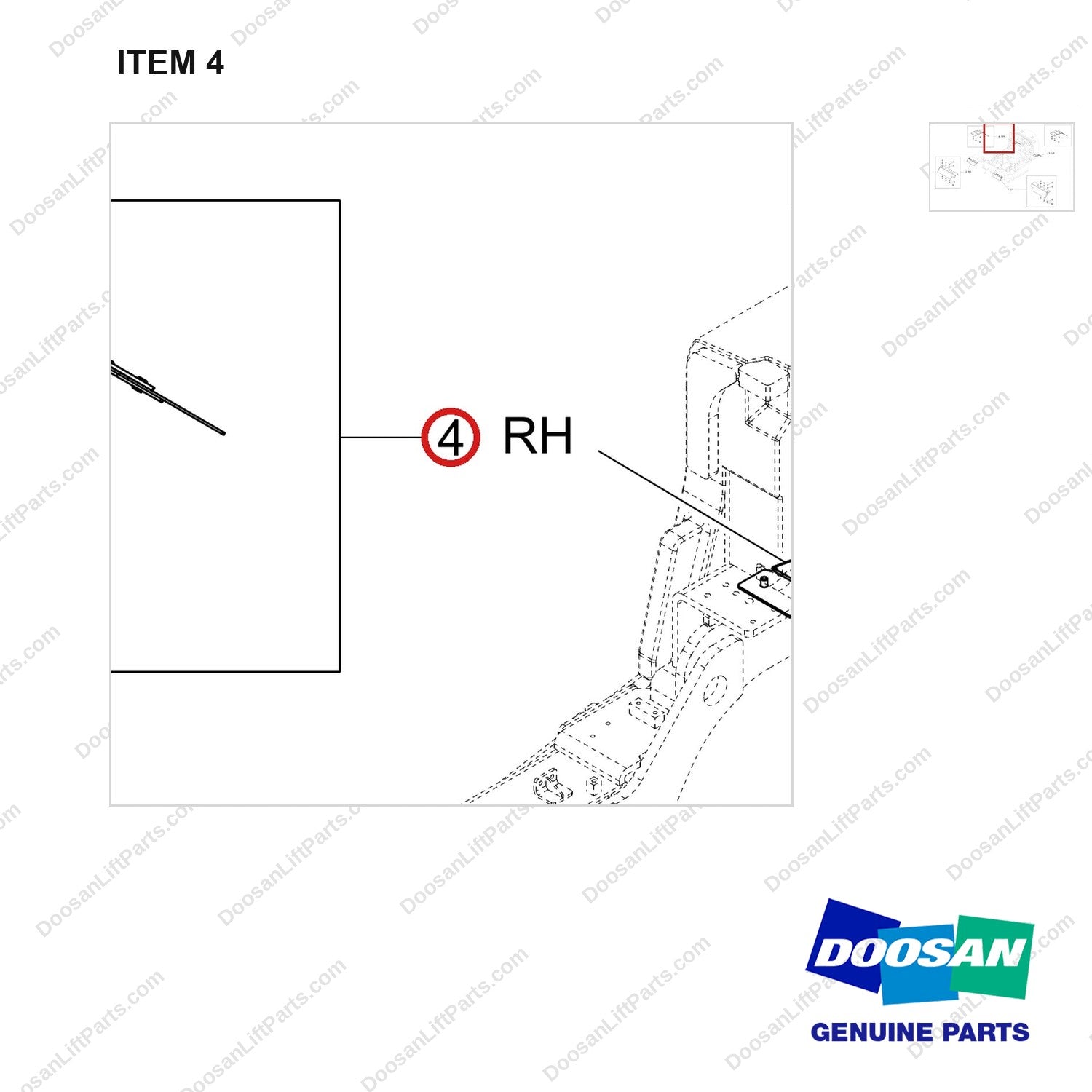 110921-05134 MUD GUARD;DOUBLE TIRE - parts diagram, item 4 shown - genuine Doosan / Bobcat forklift part