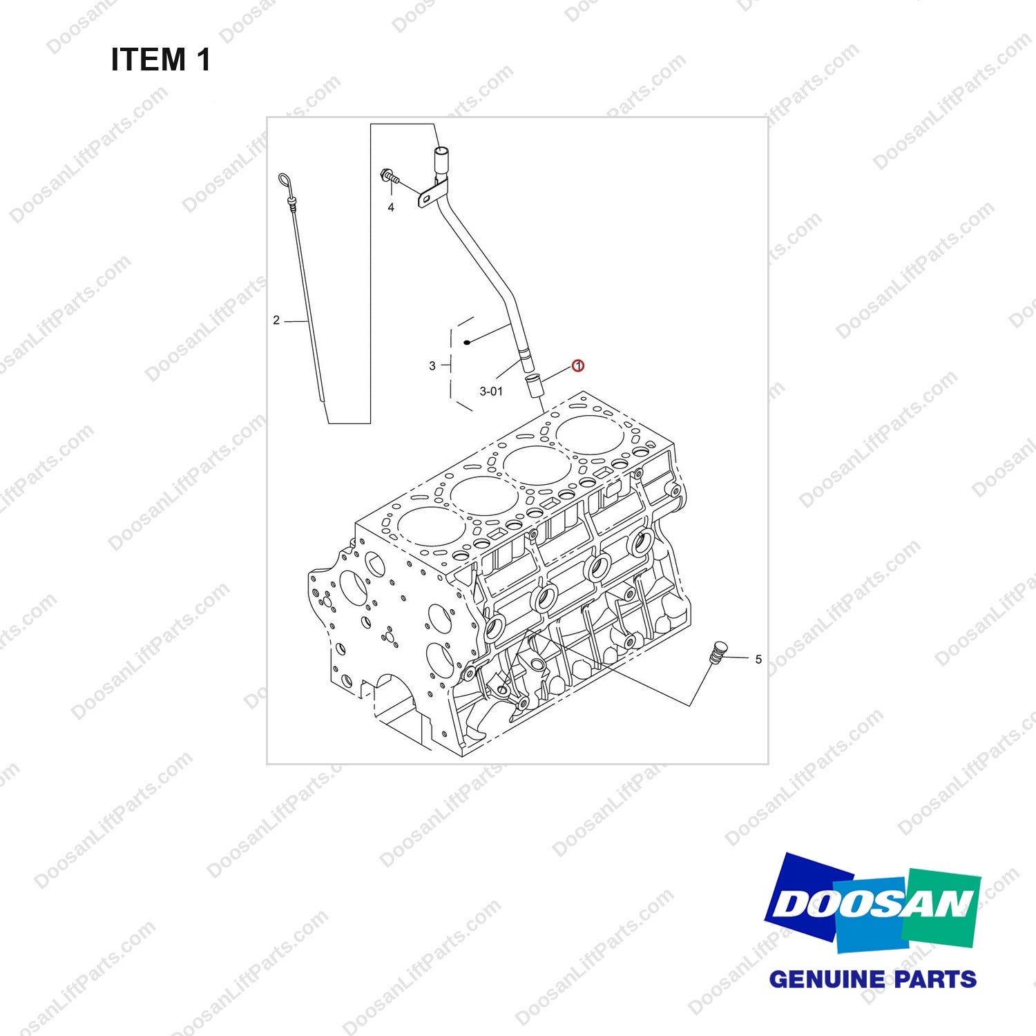 110922-01930 DIPSTICK GP - full parts diagram, item 1 marked - genuine Doosan / Bobcat forklift part