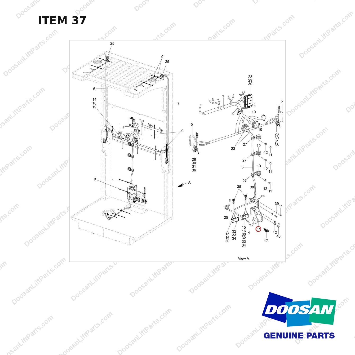 110922-01962 WIRING GP_PFG MAPPING WIRING;ELECTRIC PARTS - full parts diagram, item 37 marked - genuine Doosan / Bobcat forklift part
