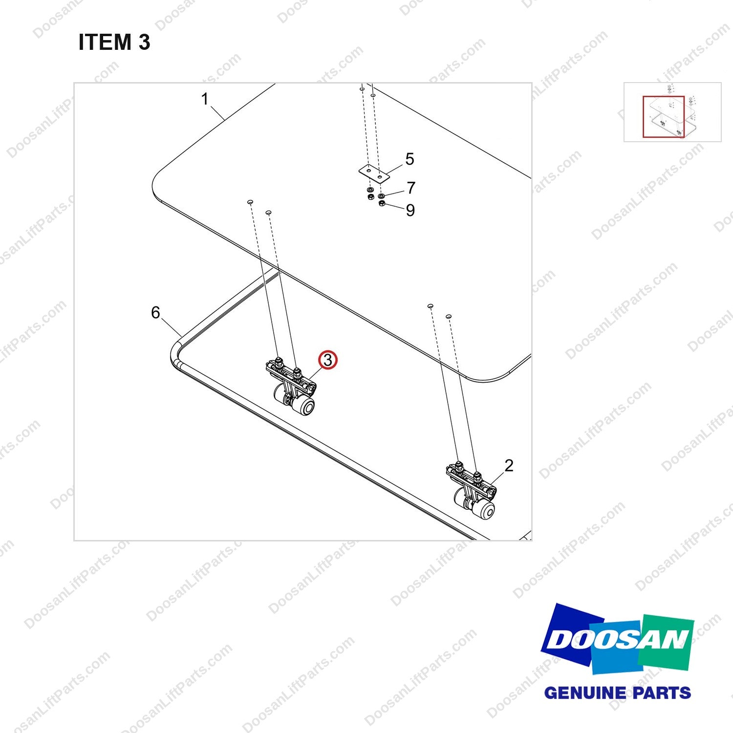 110925-00798 ROOF;TILT UP,G25S-9 - parts diagram, item 3 shown - genuine Doosan / Bobcat forklift part