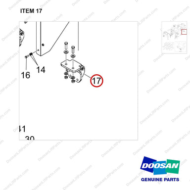 110927-00995 HOOD ASSY;D100/120S-9 - parts diagram, item 17 shown - genuine Doosan / Bobcat forklift part