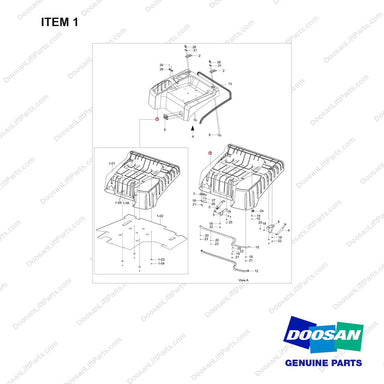 110930-02817 HOOD MODULE;GC45S-9 - full parts diagram, item 1 marked - genuine Doosan / Bobcat forklift part