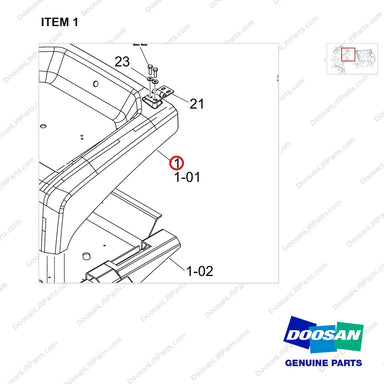 110930-03240 HOOD MODULE;D25S-9 - parts diagram, item 1 shown - genuine Doosan / Bobcat forklift part