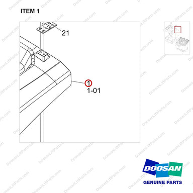 110930-03395 HOOD ASSY;D40S-9 - parts diagram, item 1 shown - genuine Doosan / Bobcat forklift part