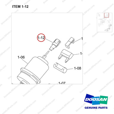 110931-02035 INJECTOR;DEF - parts diagram, item 1-12 shown - genuine Doosan / Bobcat forklift part