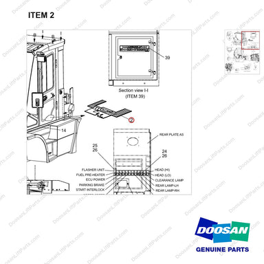 110935-00045 Deluxe Cabin Gp - With Heater & Aircon - parts diagram, item 2 shown - genuine Doosan / Bobcat forklift part